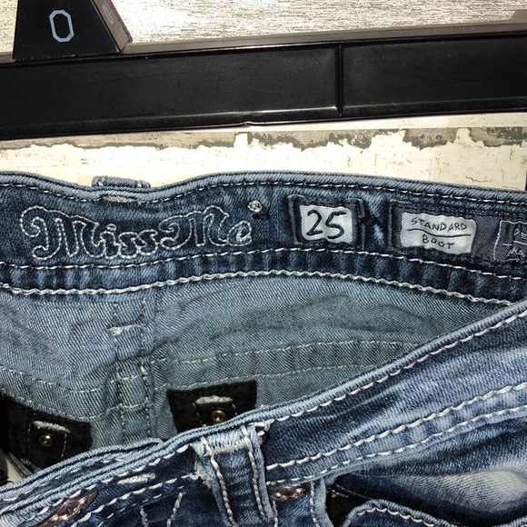 Miss me jeans standard boot cut size 25 white wash color distressed western jean - Picture 7 of 8